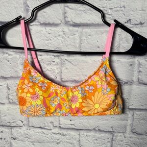 Wild Fable Pink and Yellow Floral Bikini Top